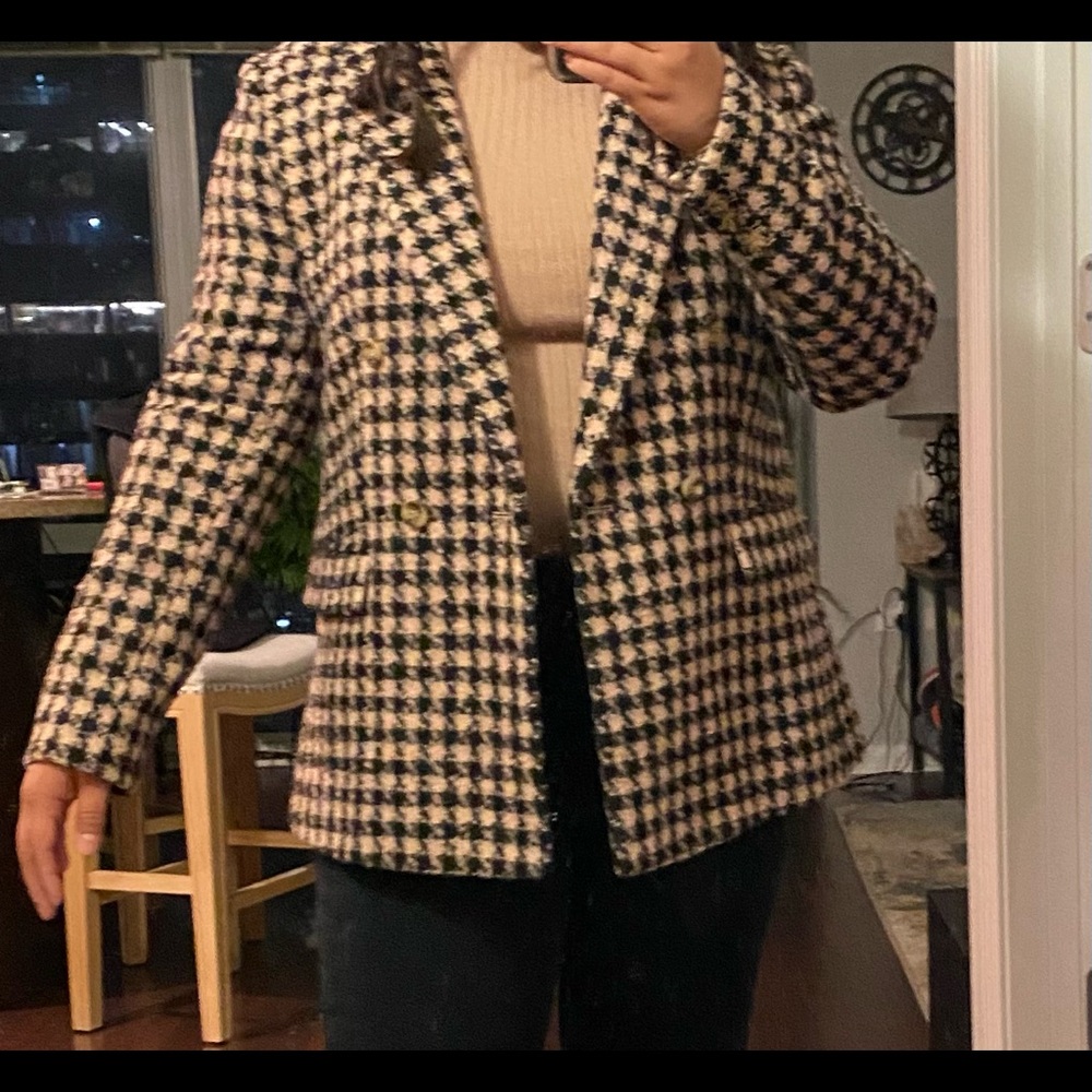 Ann Taylor houndstooth blazer jacket size 10